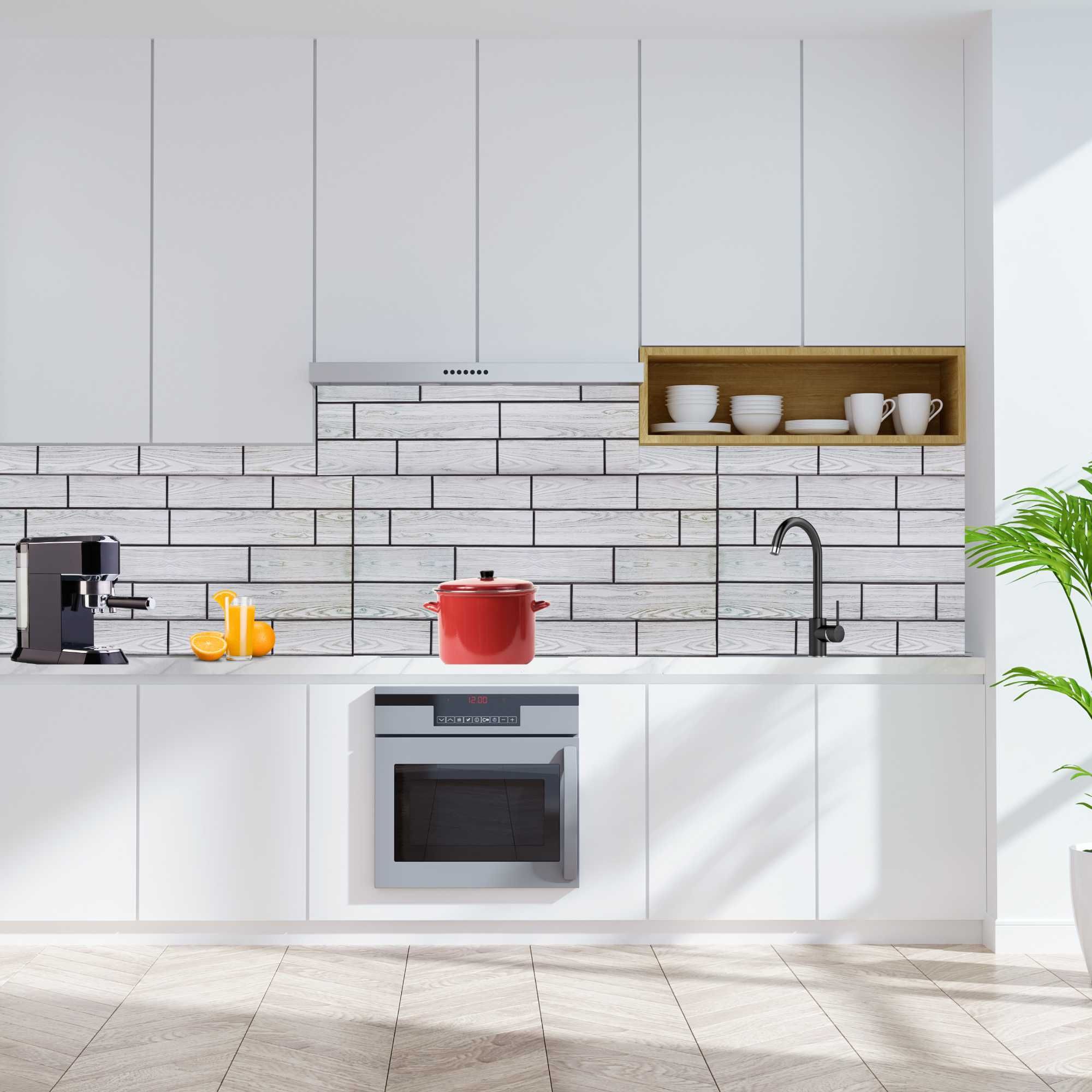 Panele Ścienne 3D Drewniana Cegła PCV Szara Zielona Deska 96x48 Dekor
