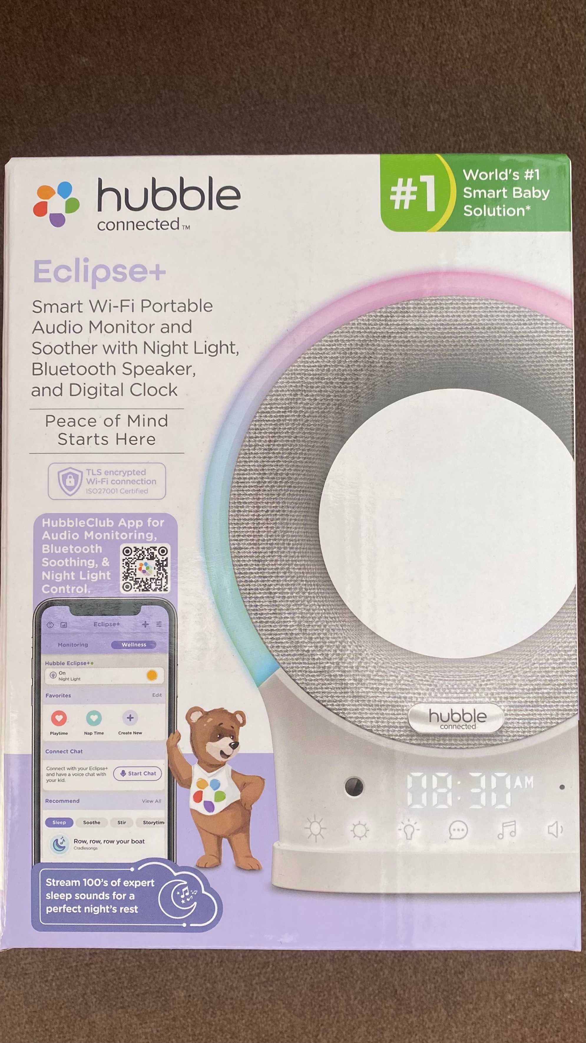Niania lampka nocna bezprzewodowa, głośnik, zegar Eclipse+ Nowa