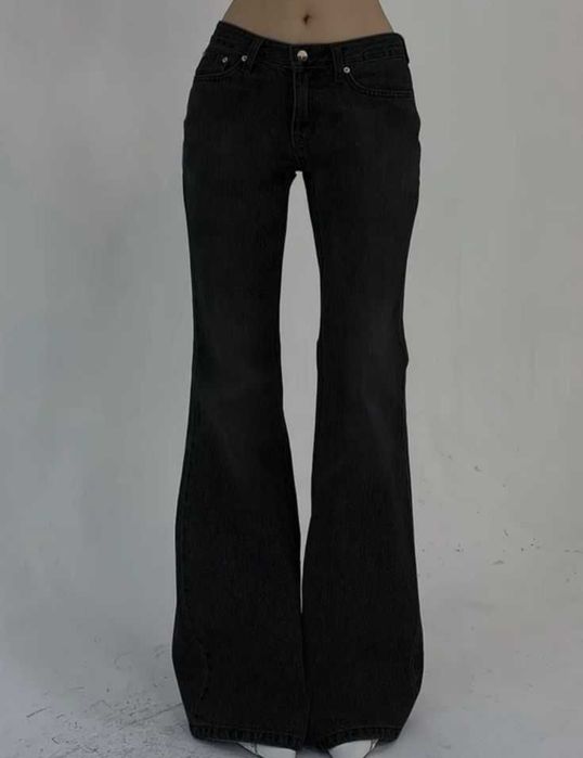 Джинси клеш чорні прямі палаццо y2k opium sk8 гранж