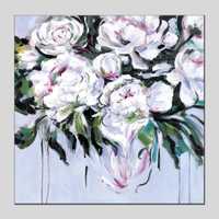 obraz na płótnie do salonu białe kwiaty ręcznie malowany