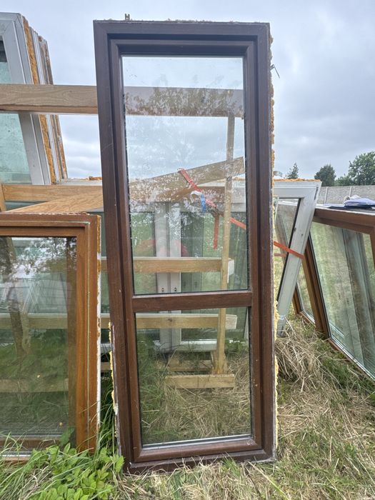 1x okno 85x228 balkonowe tarasowe orzech (transport, dowoz)