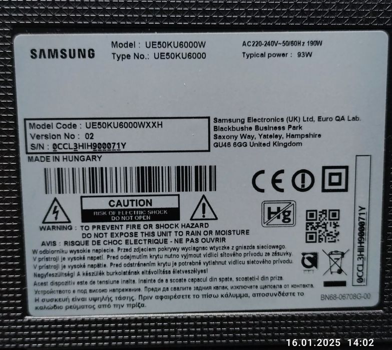 Telewizor Samsung LED ue50ku 6000 w