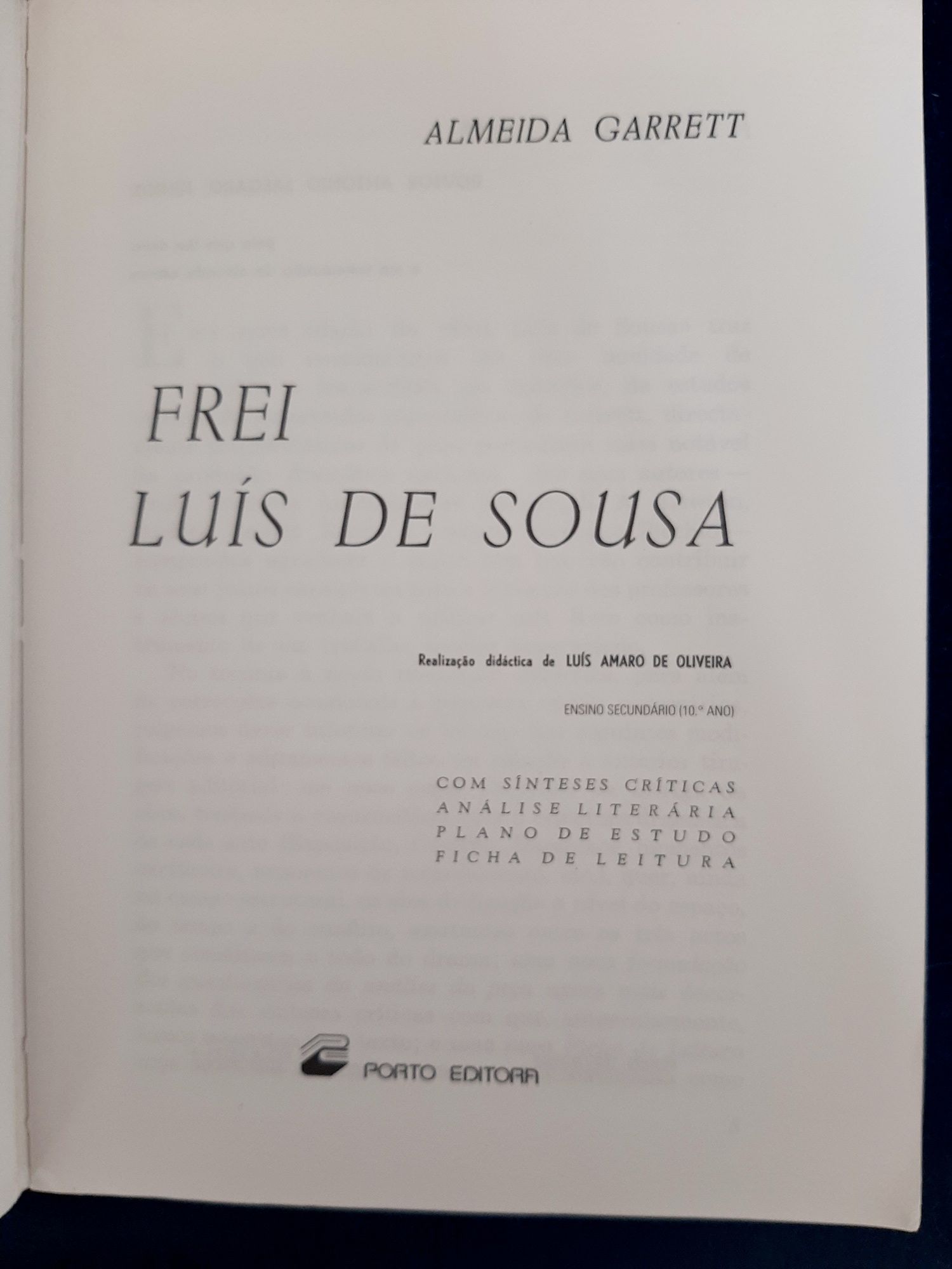 Livro Frei Luis de Sousa - Almeida Garrett - edição Estudantes