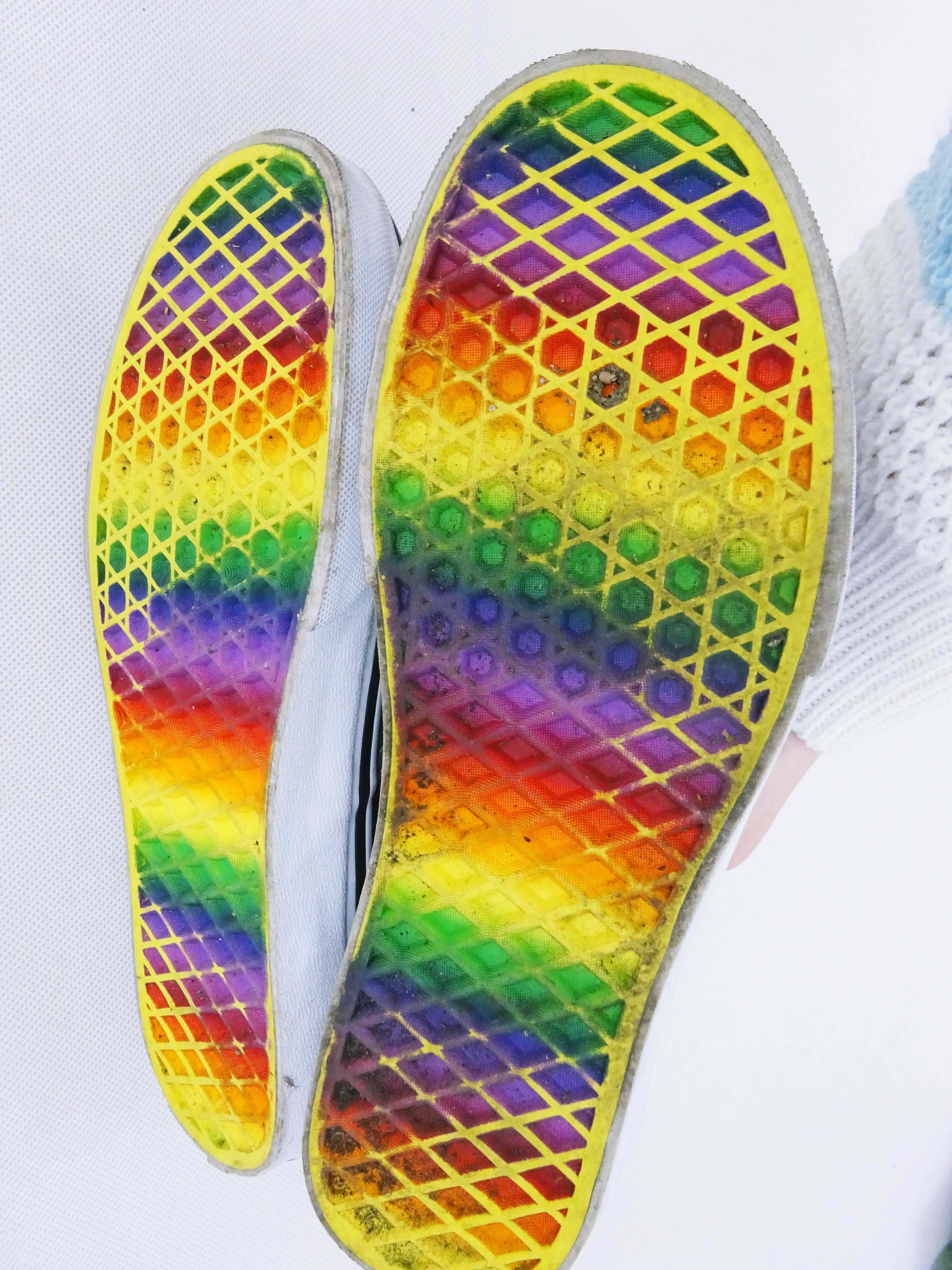 buty damskie trampki Vans tenisówki kratka tęcza unisex szare r. 38