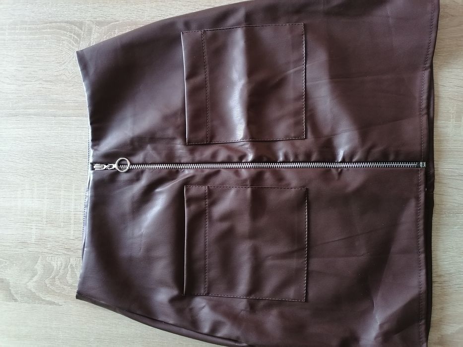 Elegancka skorzana spódnica brąz SM