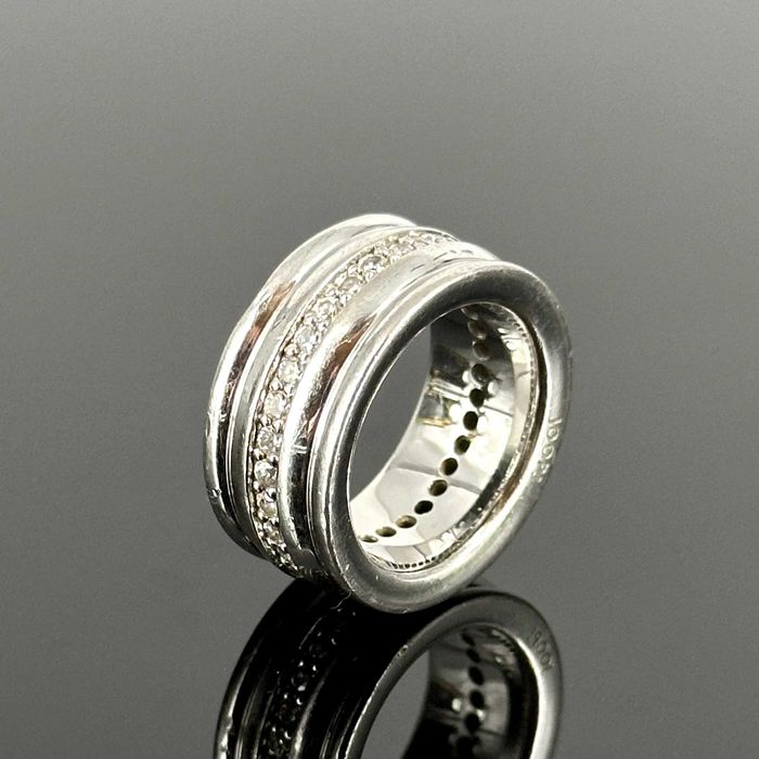 Srebro - Srebrna masywna męska obrączka z Cyrkoniami - Firma JOOP