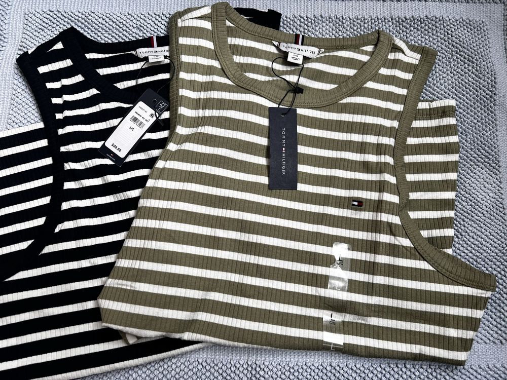Tommy Hilfiger майка топ в рубчик смугаста