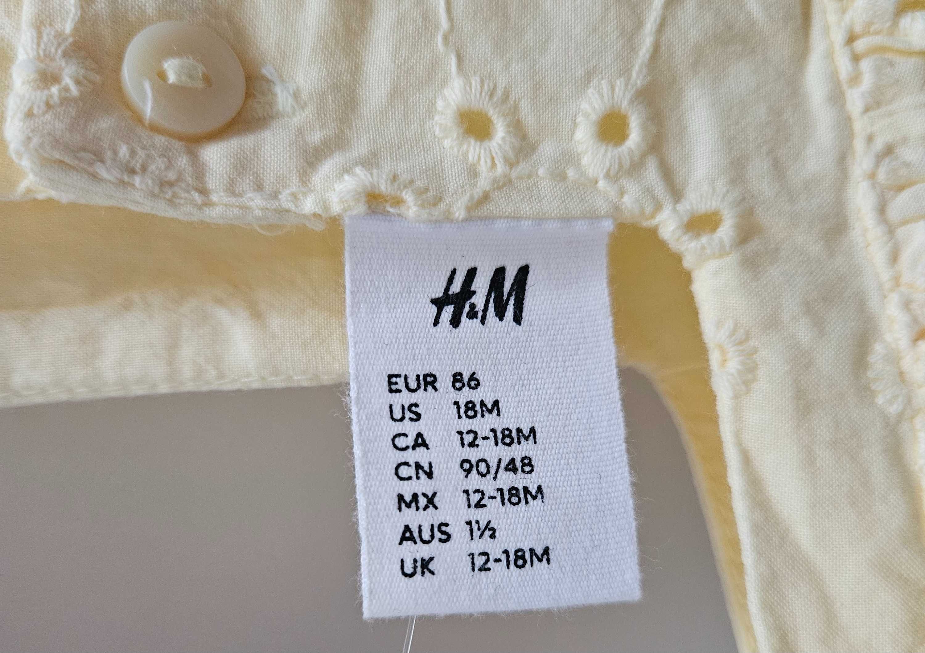 Sukienka H&M 86 z falbankami i haftem angielskim