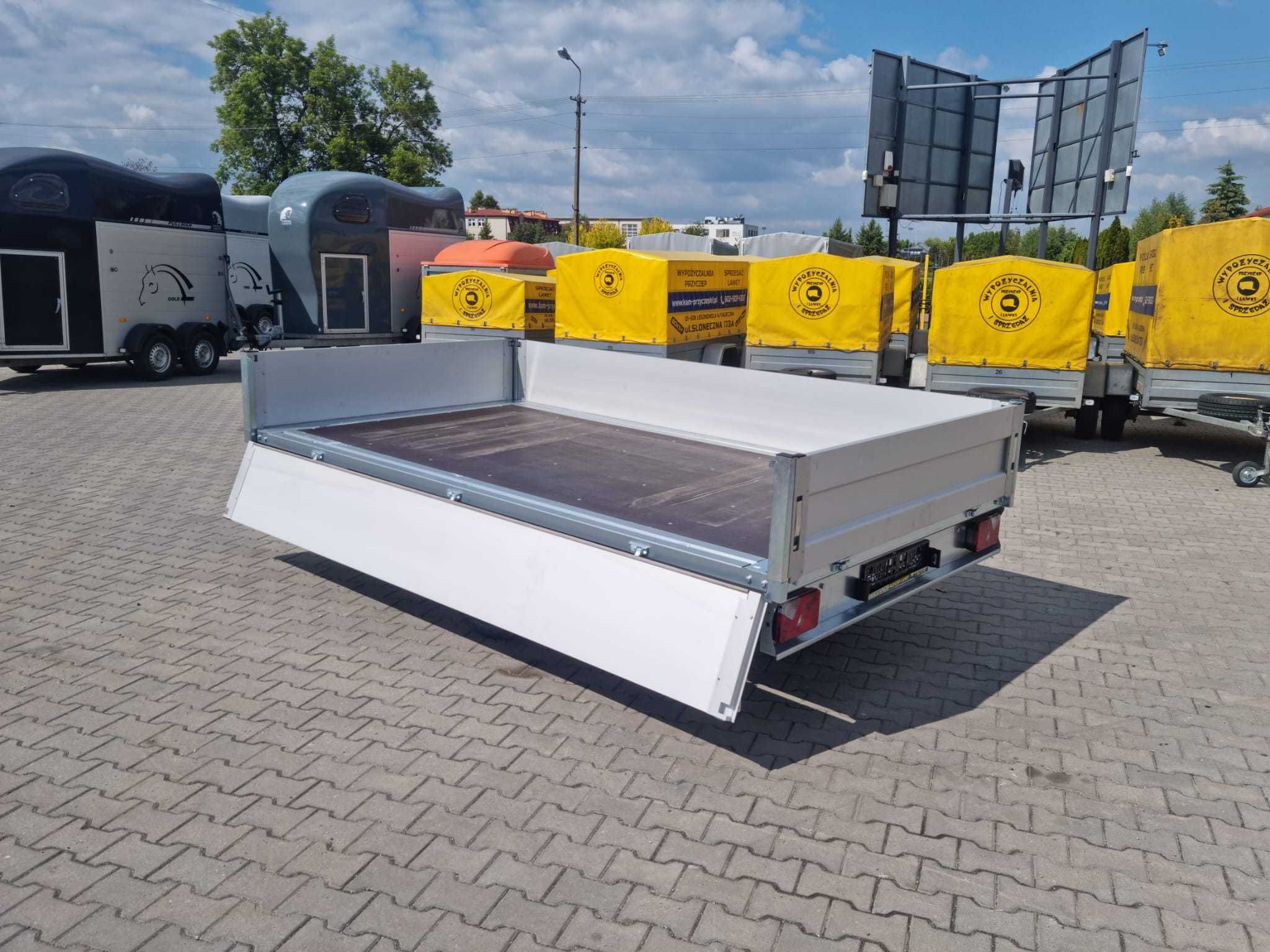 Przyczepa platforma DMC do 1500kg Burty alu Uniwersalna 330x180cm WYP
