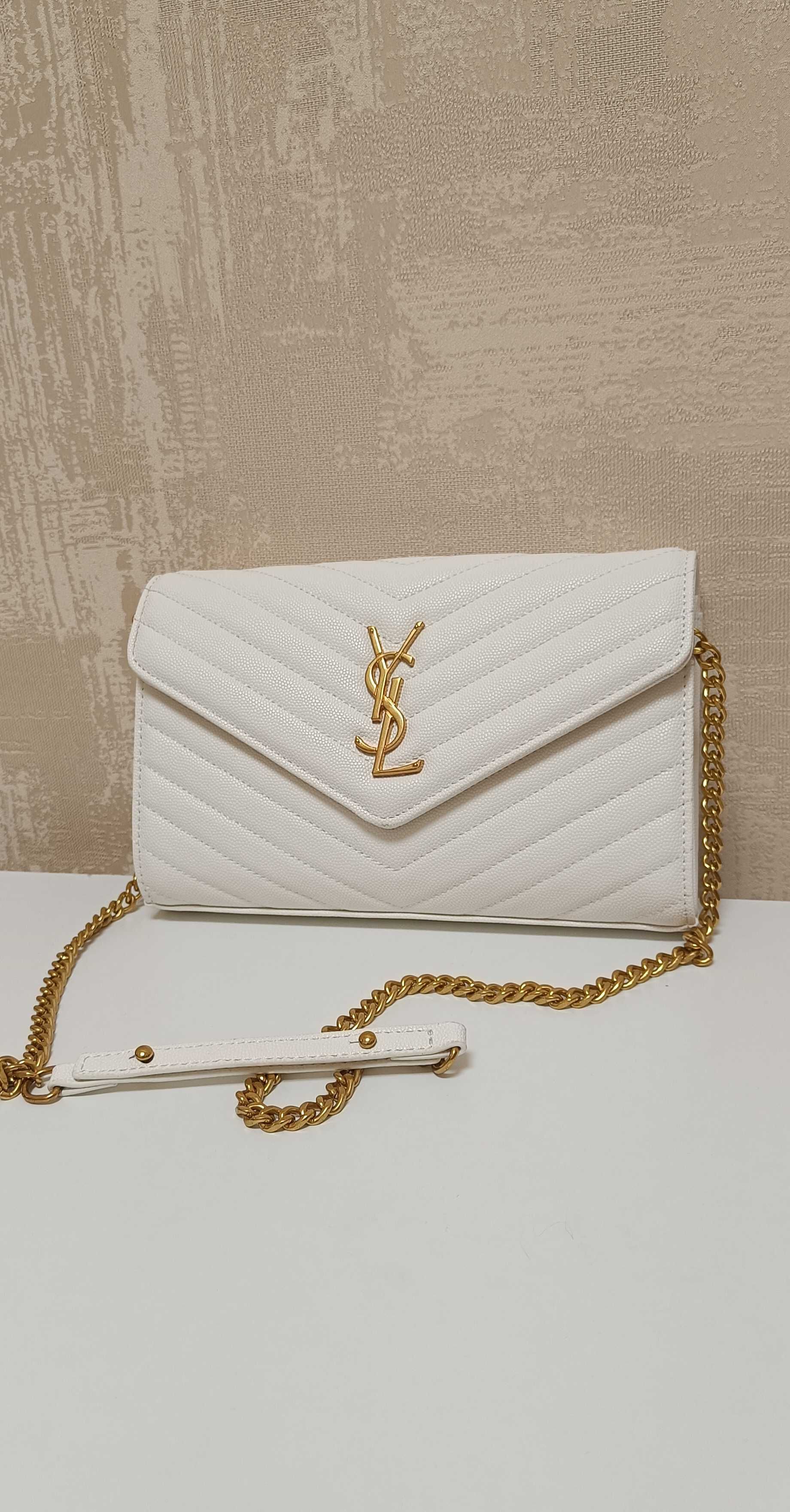 Клатч YSL сумка Сен Лоран белая