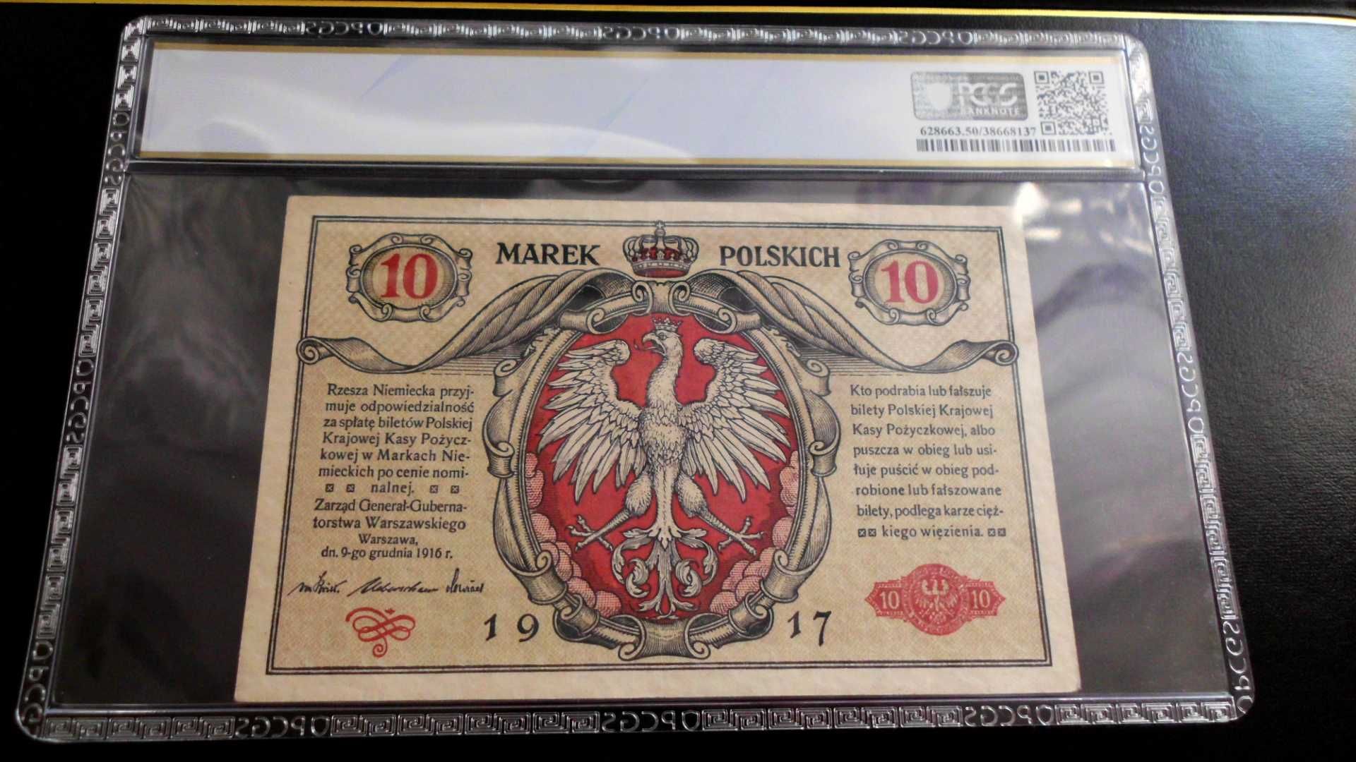 Banknot - 10 marek polskich 1916 - PCGS 50 - Generał