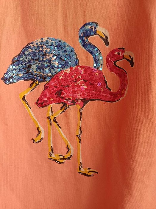 Bluza/Pulwer Desigual Flamingo z cekinami, rozmiar L