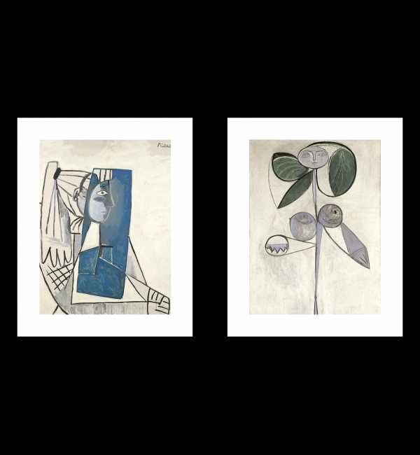 P. Picasso - Portret Sylvette David oraz Women Flower, Plakaty bez Ram