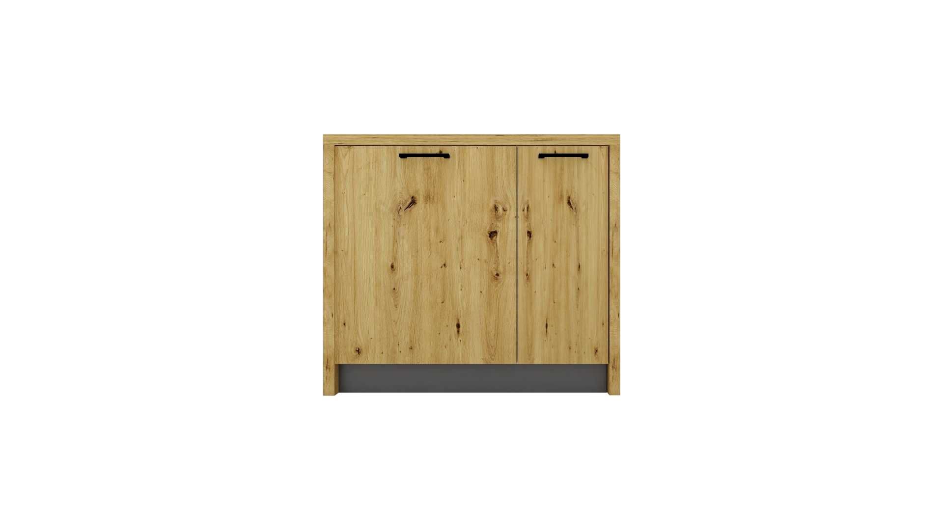 Wyspa kuchenna 97,4cm z 2 szafkami  - DĄB WOTAN + CZARNY MAT