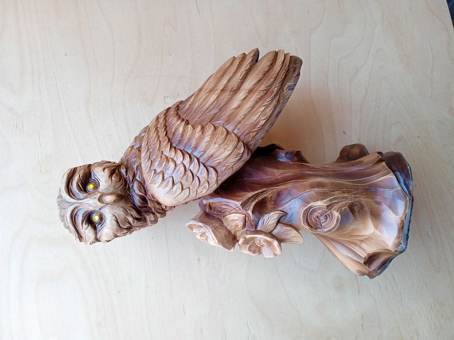 Sowa z lipy,  ręcznie robiony