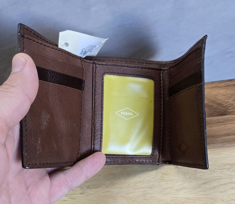 Oryginalny Fossil Męski portfel skórzany Trifold