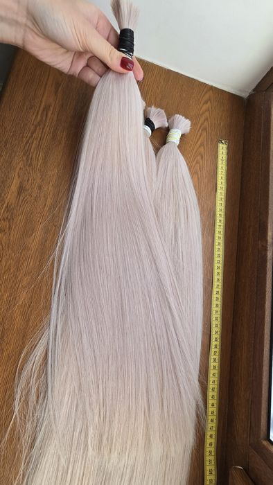 Натуральные детские осветленные волосы для наращивания блонд белые