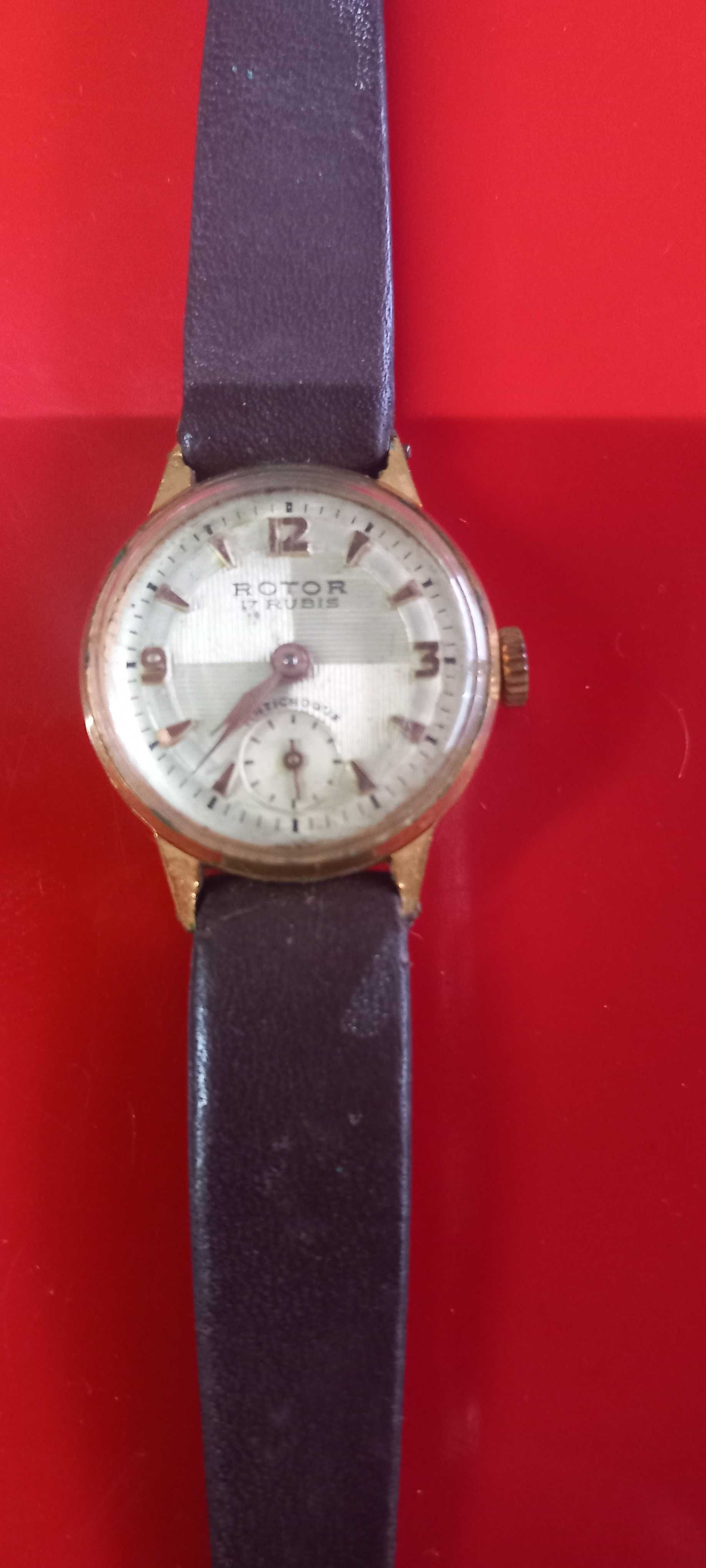 relogio senhora  rotor 17 ruby   corda vintage funciona bem