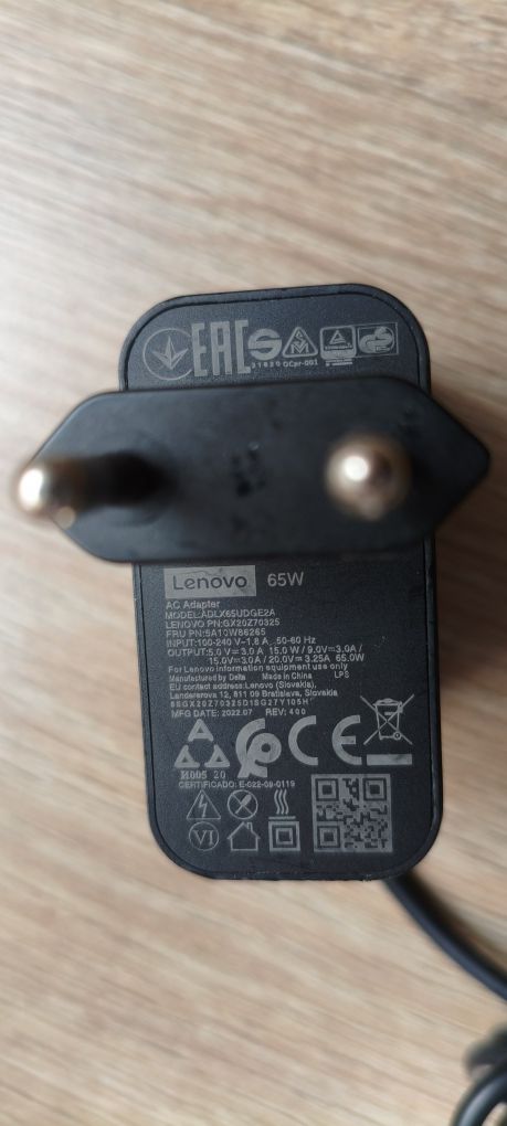 Zasilacz Lenovo 65w typ C