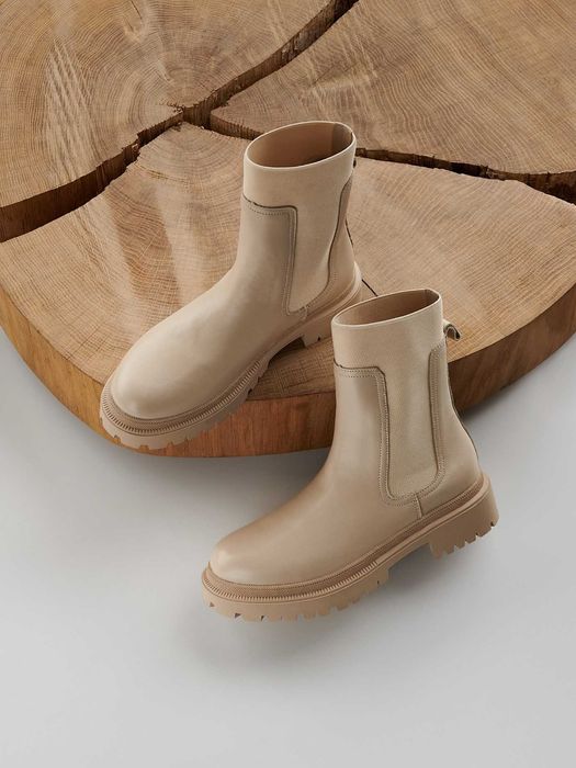 Бежеві шкіряні чоботи челсі 42 28 см