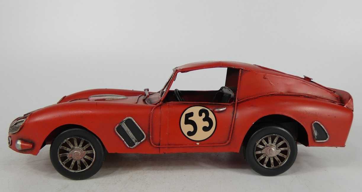 Metalowy model auto samochód RETRO pojazd wyścigowy czerwony 28 cm
