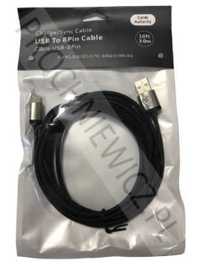 Kabel czarny wtyk USB - wtyk Apple Lightning 3m