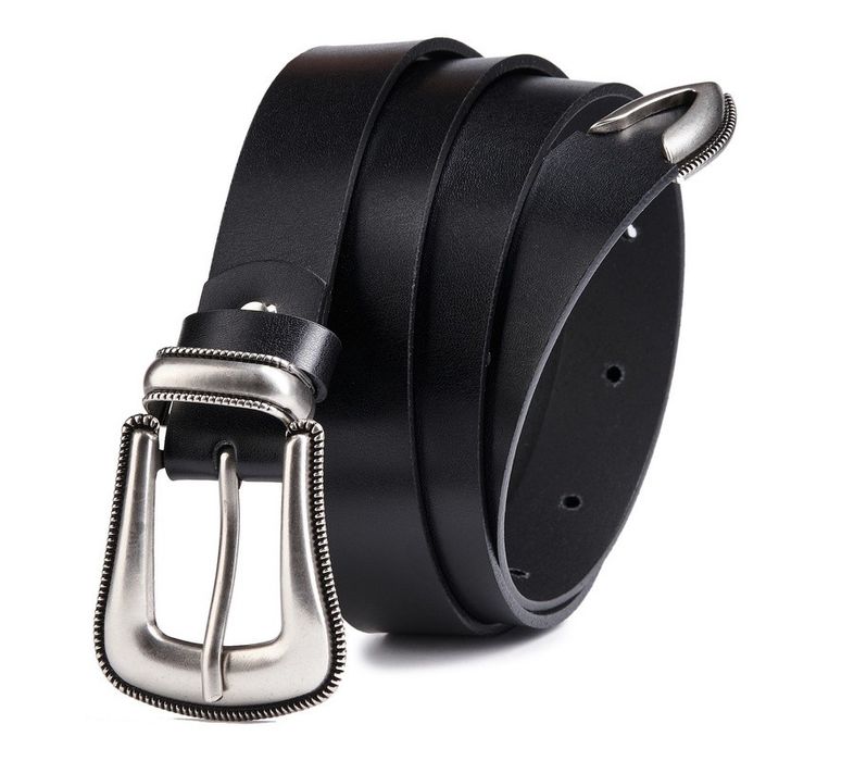 skórzany pasek damski z ozdobną klamrą - peterson