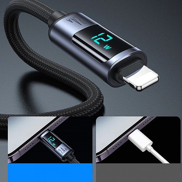 Kabel Lightning - USB A 2.4A 1.2m z wyświetlaczem LED Joyroom S-AL012A