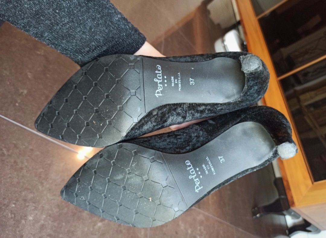 Buty czarne na obcasie obcasy 37 Perlato