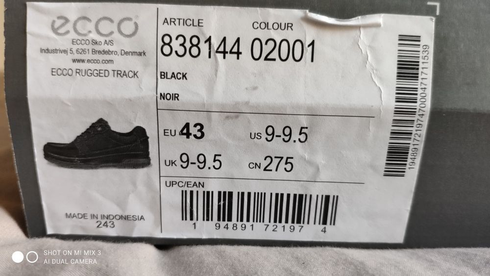 Ecco Rugged Truck wodoodporne czarne skórzane buty rozm 43