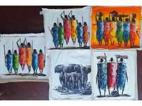 Conjunto de pintura em tela 5 peças TingaTinga Art da Tanzânia