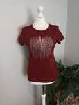T-shirt bordowy z cyrkoniami Guess roz.M/L