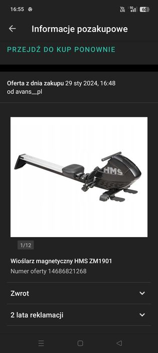 Wioślarz magnetyczny HMS ZM1901