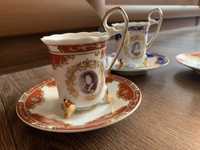 Винтажные немецкие чайные чашки и блюдца на ножке.Викторианский период