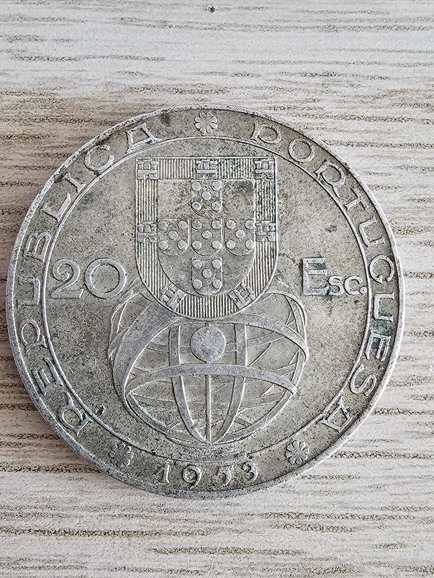 Moeda 20 escudos ano 1953