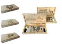 Pudełko na pieniądze na Komunię, grawerowane, zamykane na magnes