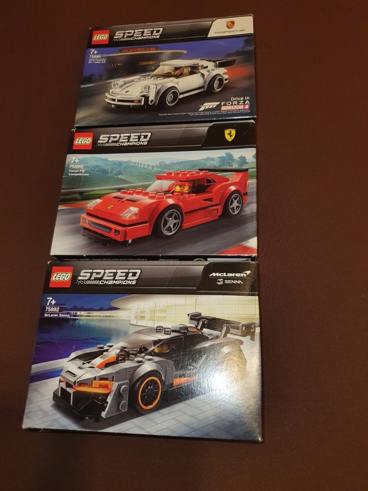 Lego speed champions Ferrari F40 . Porsche 911 .  Mclaren Senna