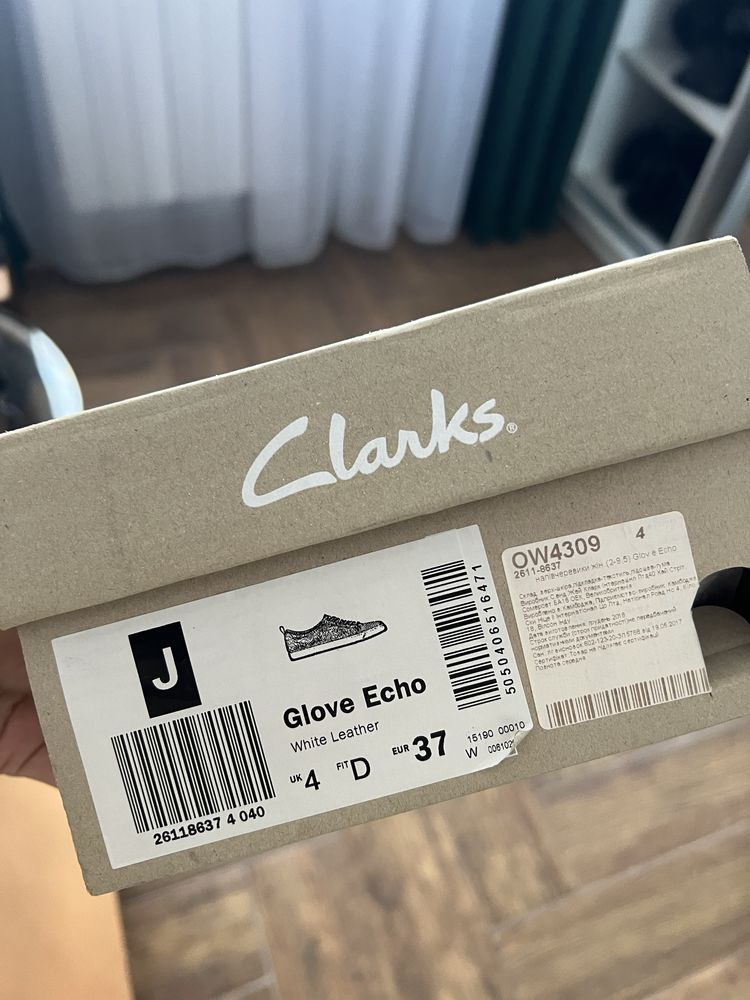 Clarks Sneaker Glove Echo (37р,шкіряні,білі)