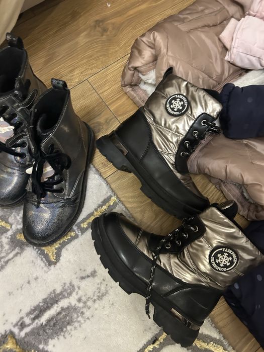 Ubrania dziewczynka 128cm kurtka zimowa buty zimowe i jesienne