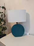 Lampa stołowa b. elegancka  szkło karbowane  turkusowa klasyczna nocna