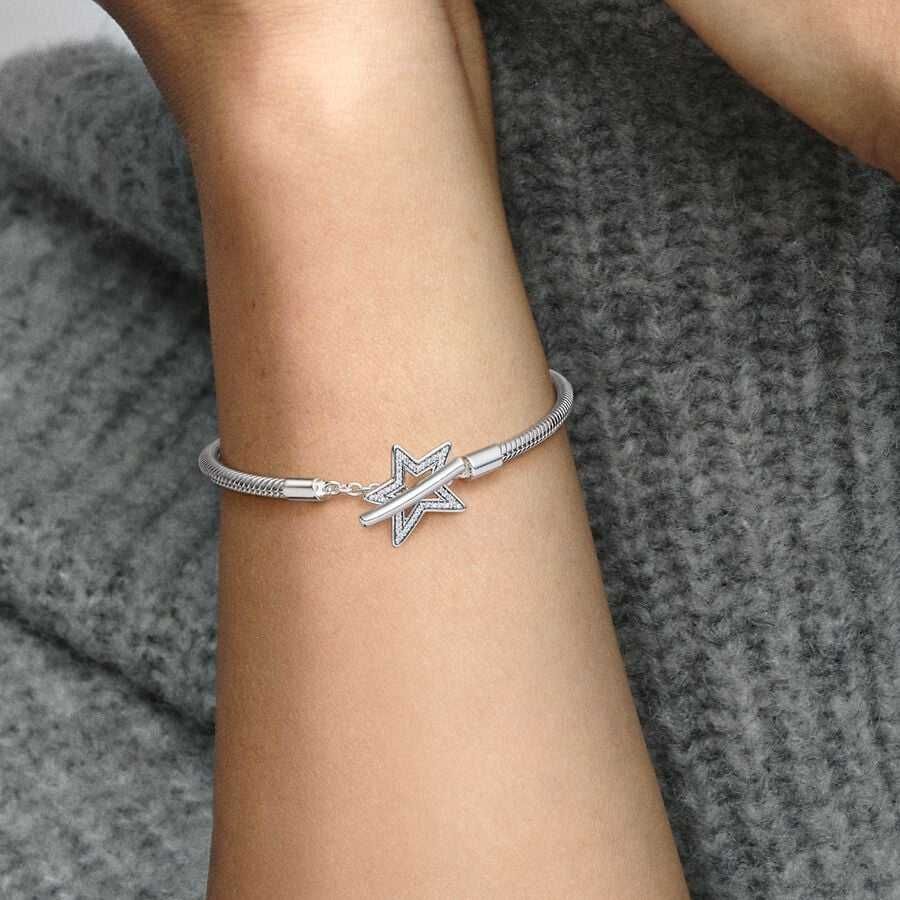 Bransoletka Srebrna Cyrkonie Gwiazdka 20 cm do Pandora Charms APART