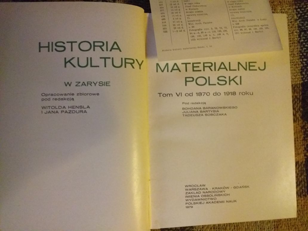 Historia kultury materialnej Polski tom 1,3,4,6 Ossolineum 78/79