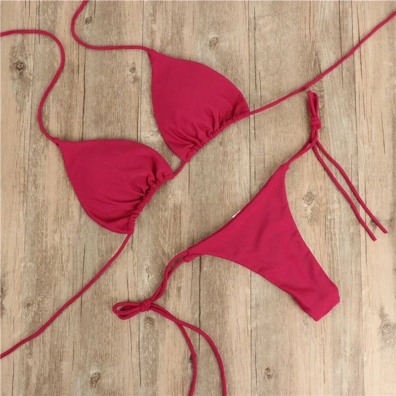 Sexy Strój Kąpielowy Wiązane Bikini Brazylijskie Stringi - XL