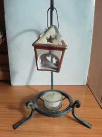 Stylowy metalowy lampion na 2 świeczki