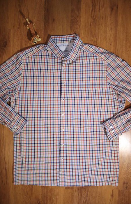 Koszula Olymp r. 44 luxor modern wielokolor dł rękaw w kratkę męska