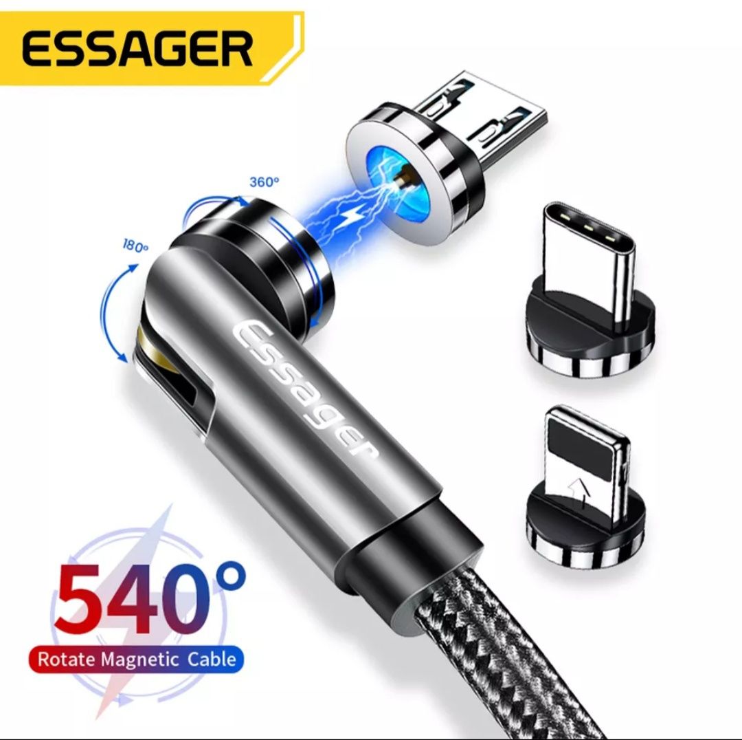 Фирменная 2х метровая магнитная зарядка ESSAGER 2м кабель