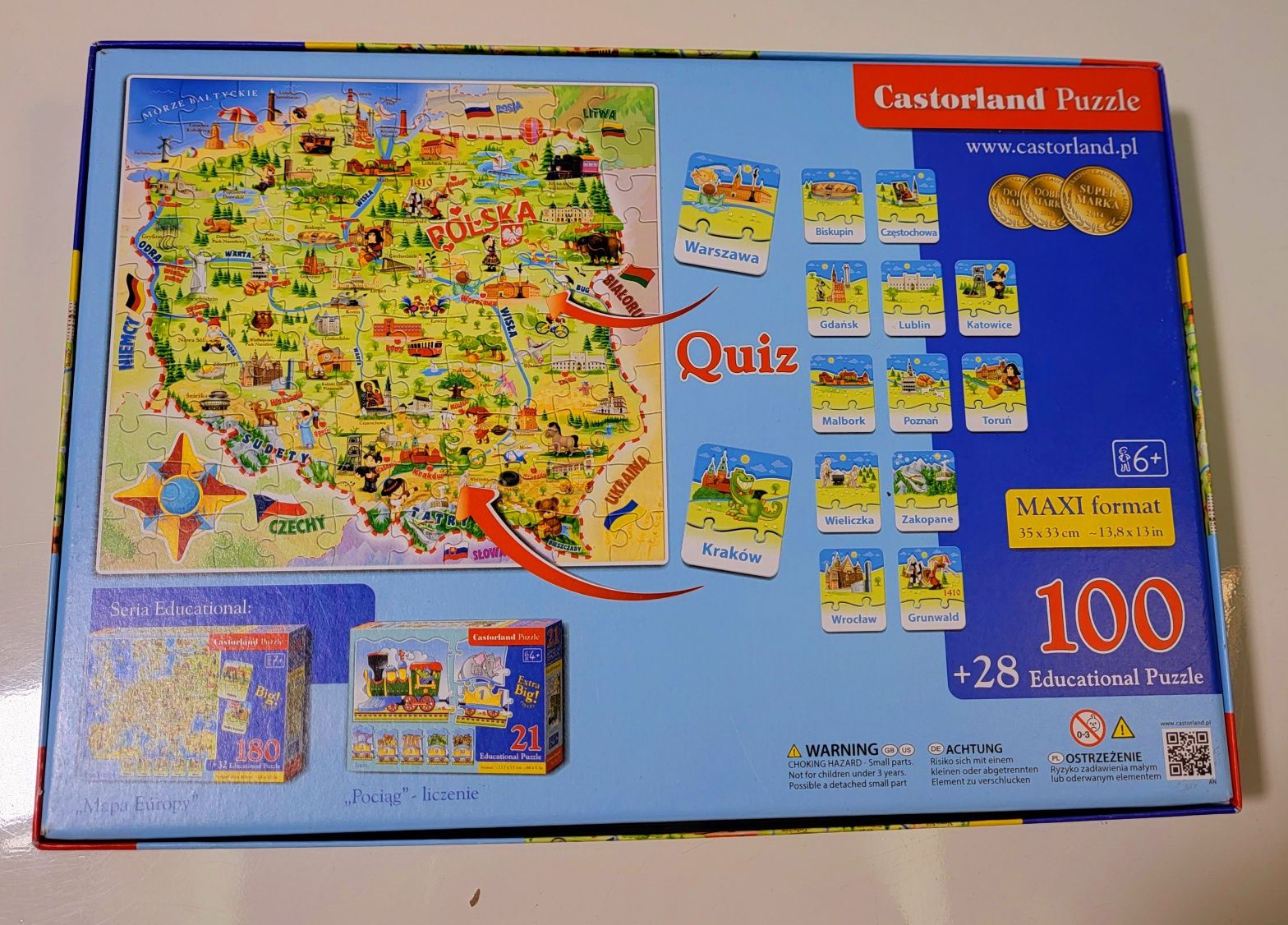 Puzzle edukacyjne 100 elementów. Mapa Polski