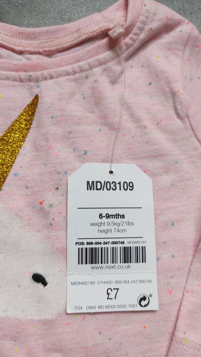 Nowa koszulka z jednorożcem unicorn Next nowa z metką z długim rękawem