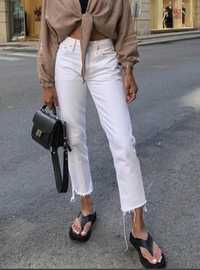 Широкие белые укороченные джинсы Lager 157