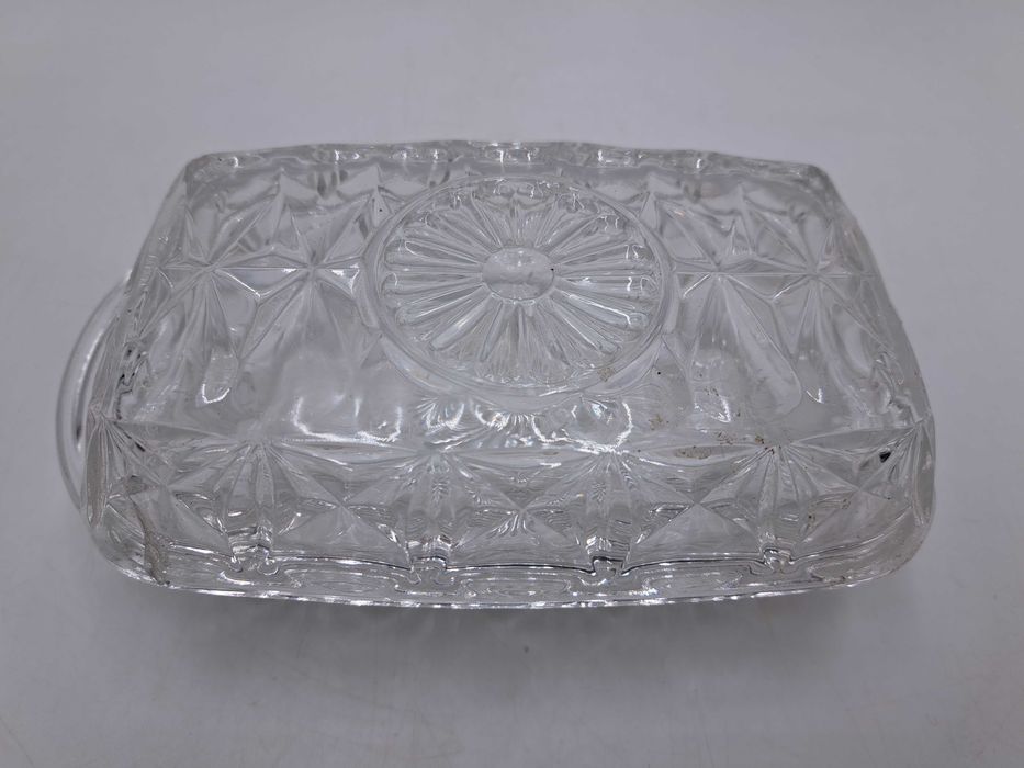 Maselniczka szklana kryształowa przezroczysta grawerowana